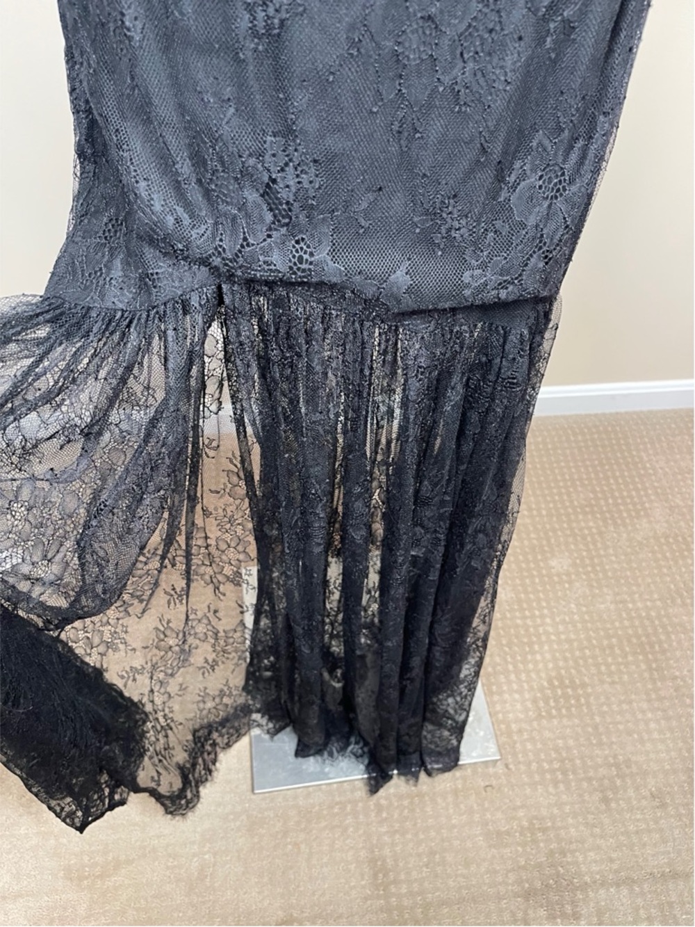 RETROFETE Jeanette Strapless Lace Sheer Black Maxi Dress Size XS - Picture 5 of 8